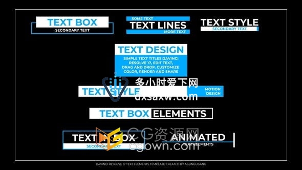 DaVinciResolve17模板-8组视频字幕条文字标题动画