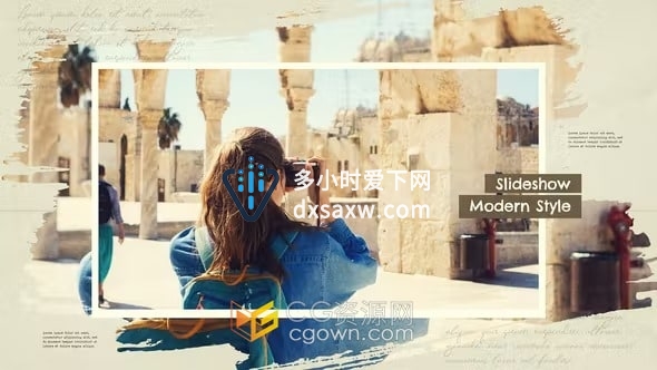 画笔记忆幻灯片旅游打卡照片通用视频相册AE与PR模板