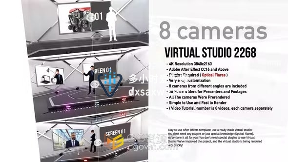 4K分辨率新闻演播室3D场景AE模板Virtual Studio 2268