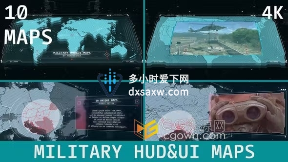 AE模板-10张HUD UI 军事动画地图适合战争新闻纪录片档案