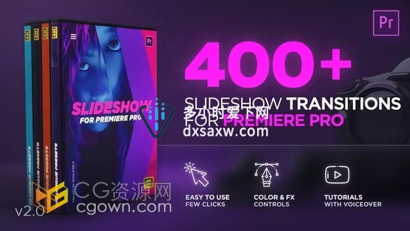 Slideshow Transitions PR模板400种过渡预设视频剪辑转场效果