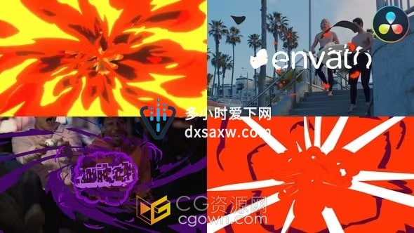2D FX卡通特效LOGO动画视频片头Resolve达芬奇模板
