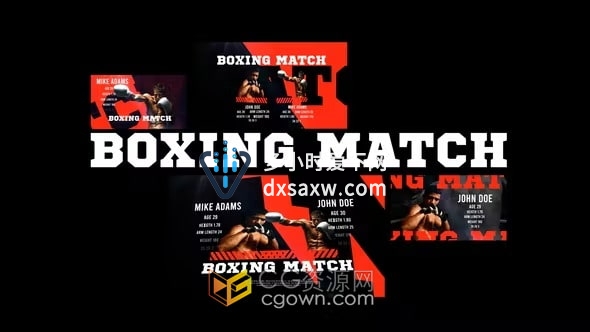 拳击比赛介绍体育运动员信息对决PK对手节目包装视频设计-AE/PR模板