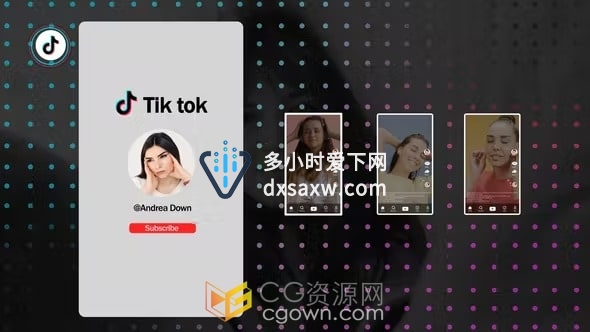 TikTok短视频社交平台抖音用户介绍动画视频-AE模板