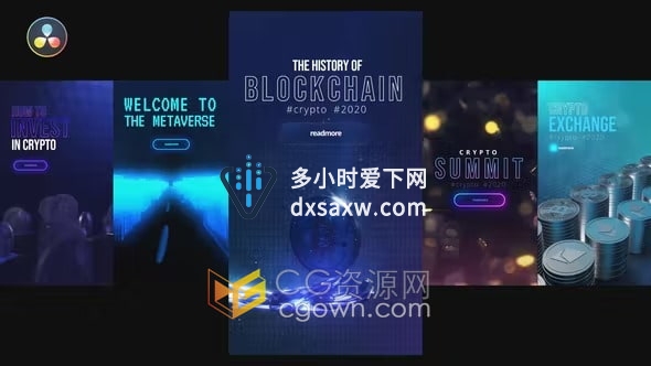 达芬奇模板-数字科技标题区块链Metaverse元界项目介绍竖屏宣传海报