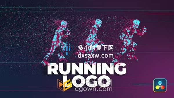 达芬奇模板-粒子形成跑步者运动员LOGO揭示运动标志动画